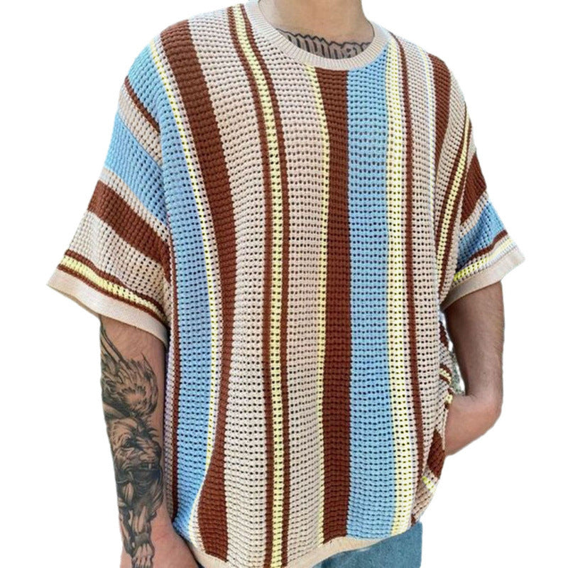 Men's mesh T-shirt with trendy design in patterned fabric Chic und Stil