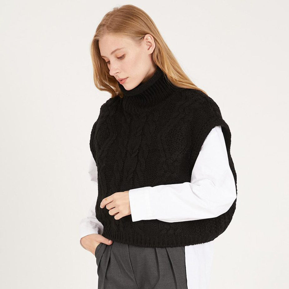 Pull en tricot tendance pour femmes avec col haut et motif en torsades Chic und Stil