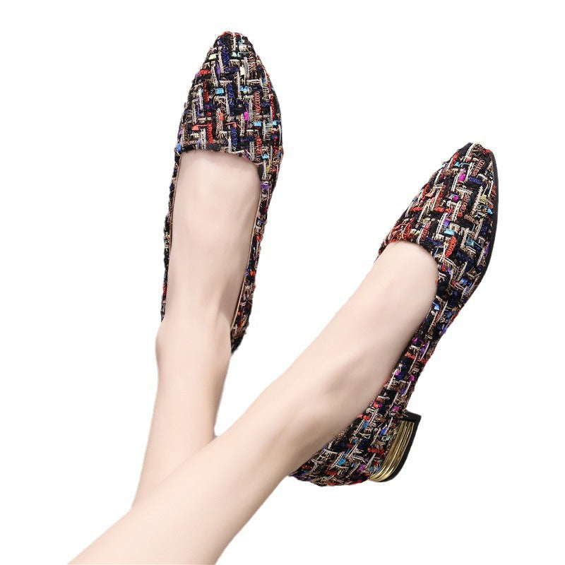 Ballerines élégantes à enfiler pour dames avec design tissé moderne Chic und Stil