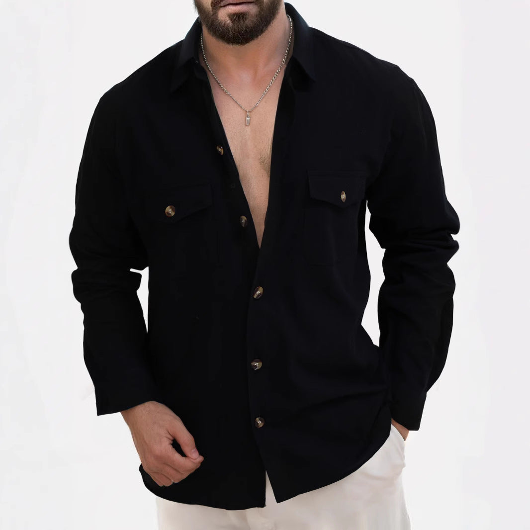 Chemise décontractée pour hommes avec boutons modernes et poches poitrine pratiques Chic und Stil