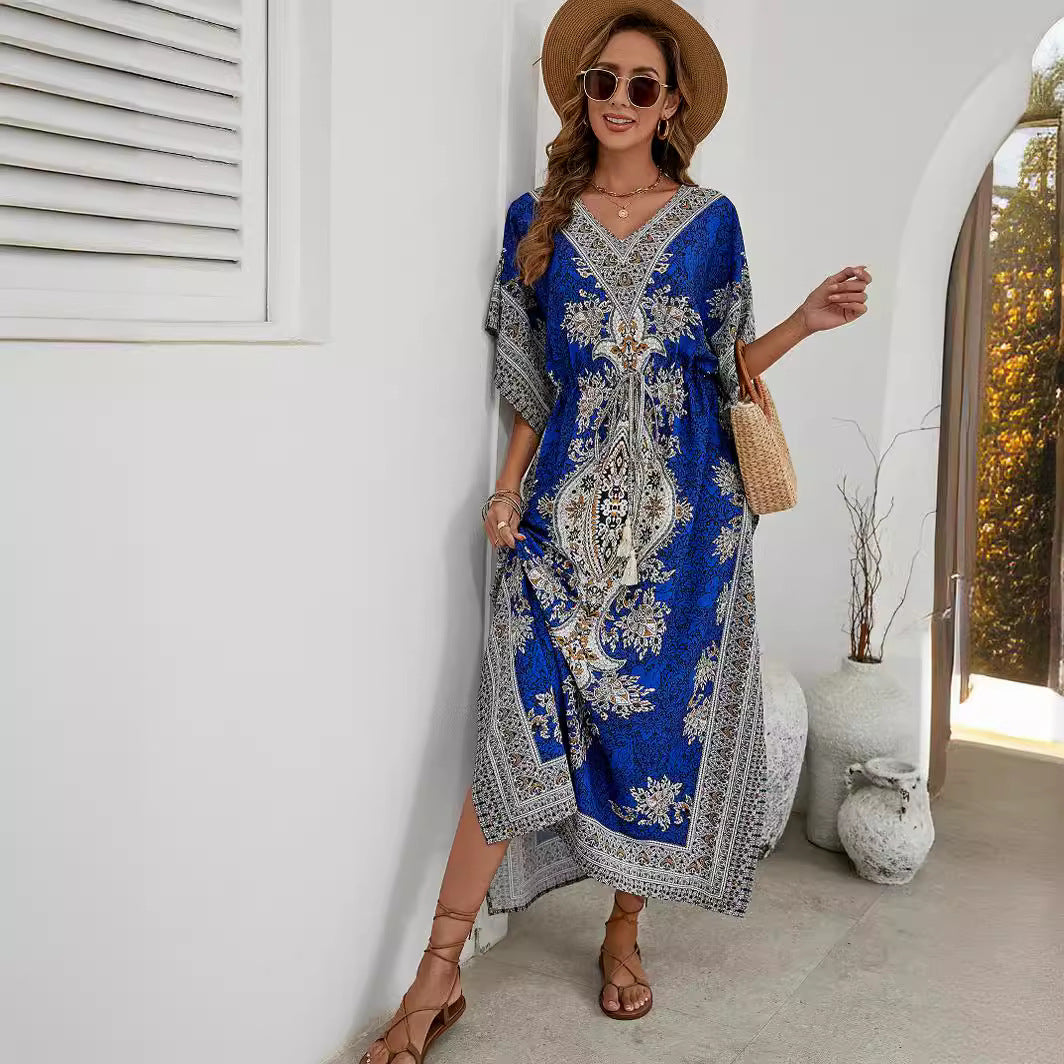 Robe maxi kaftan imprimée bohème pour femmes Chic und Stil