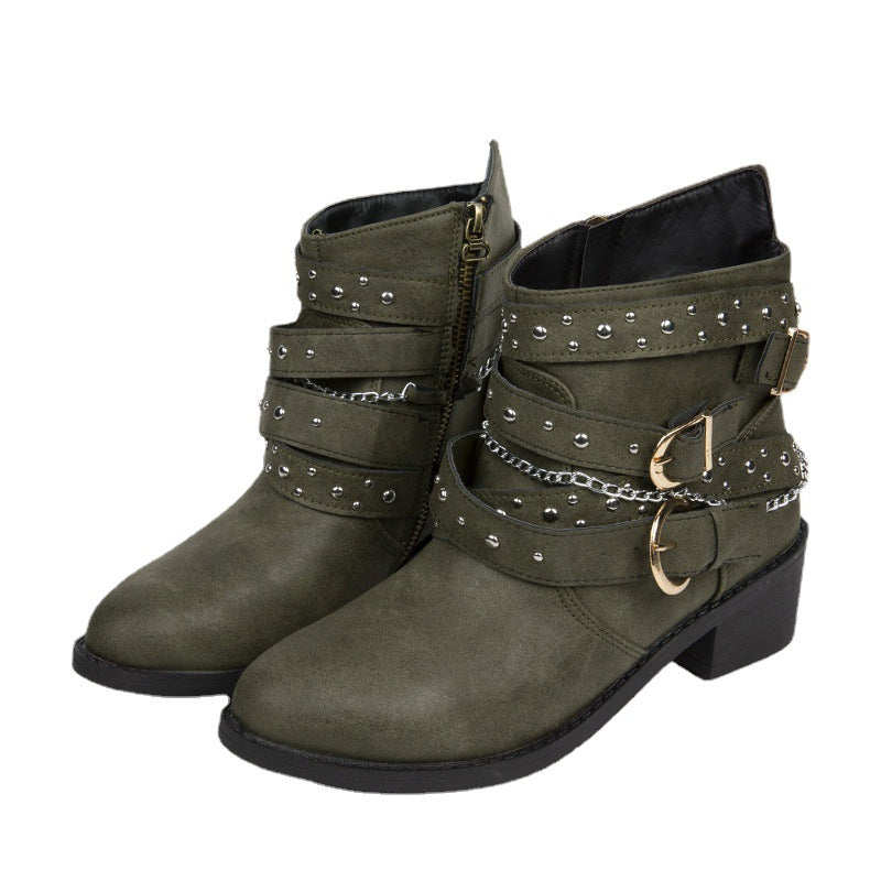 Bottines pour femmes avec des boucles tendance et des clous décoratifs Chic und Stil