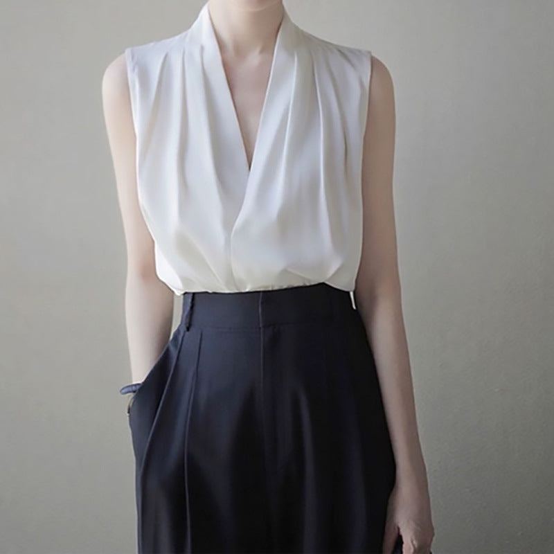Blouse sans manches en soie élégante pour femmes Chic und Stil