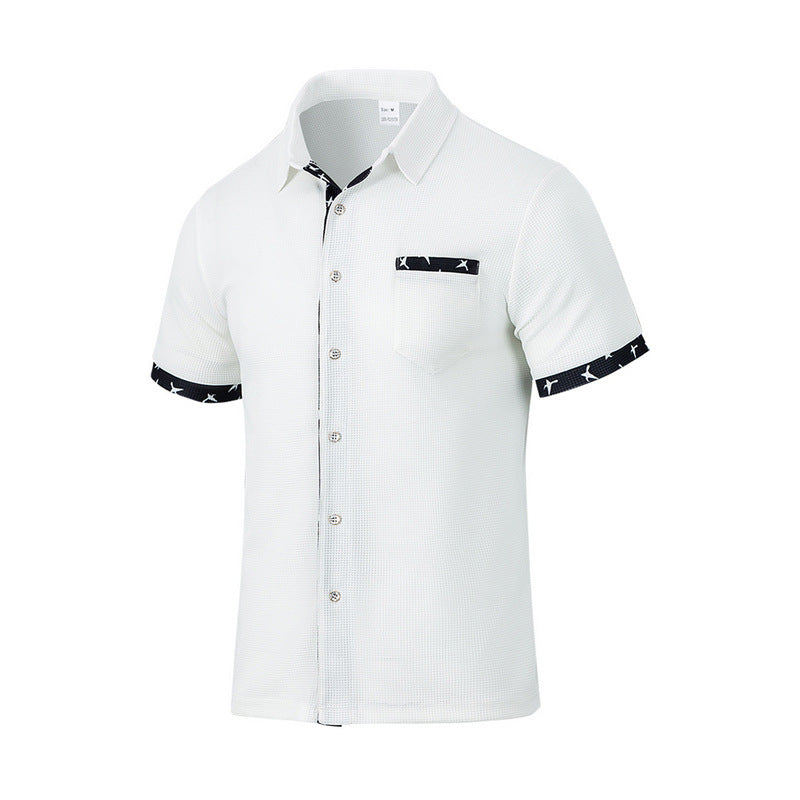 Chemise à manches courtes pour hommes avec col à la mode et poche poitrine Chic und Stil