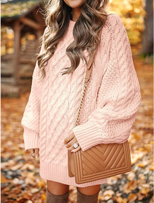 Pull en tricot épais pour femmes avec des manches volumineuses et un motif torsadé décoratif Chic und Stil