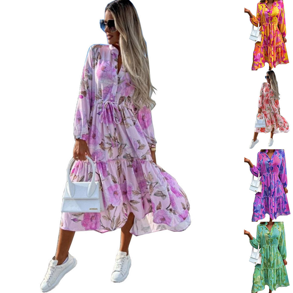 Robe t-shirt à manches longues pour femmes avec une silhouette décontractée et un cordon de serrage à la taille Chic und Stil