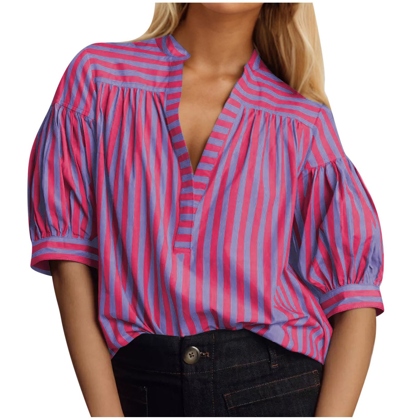 Chemisier pour femmes avec manches bouffantes et motif rayé Chic und Stil