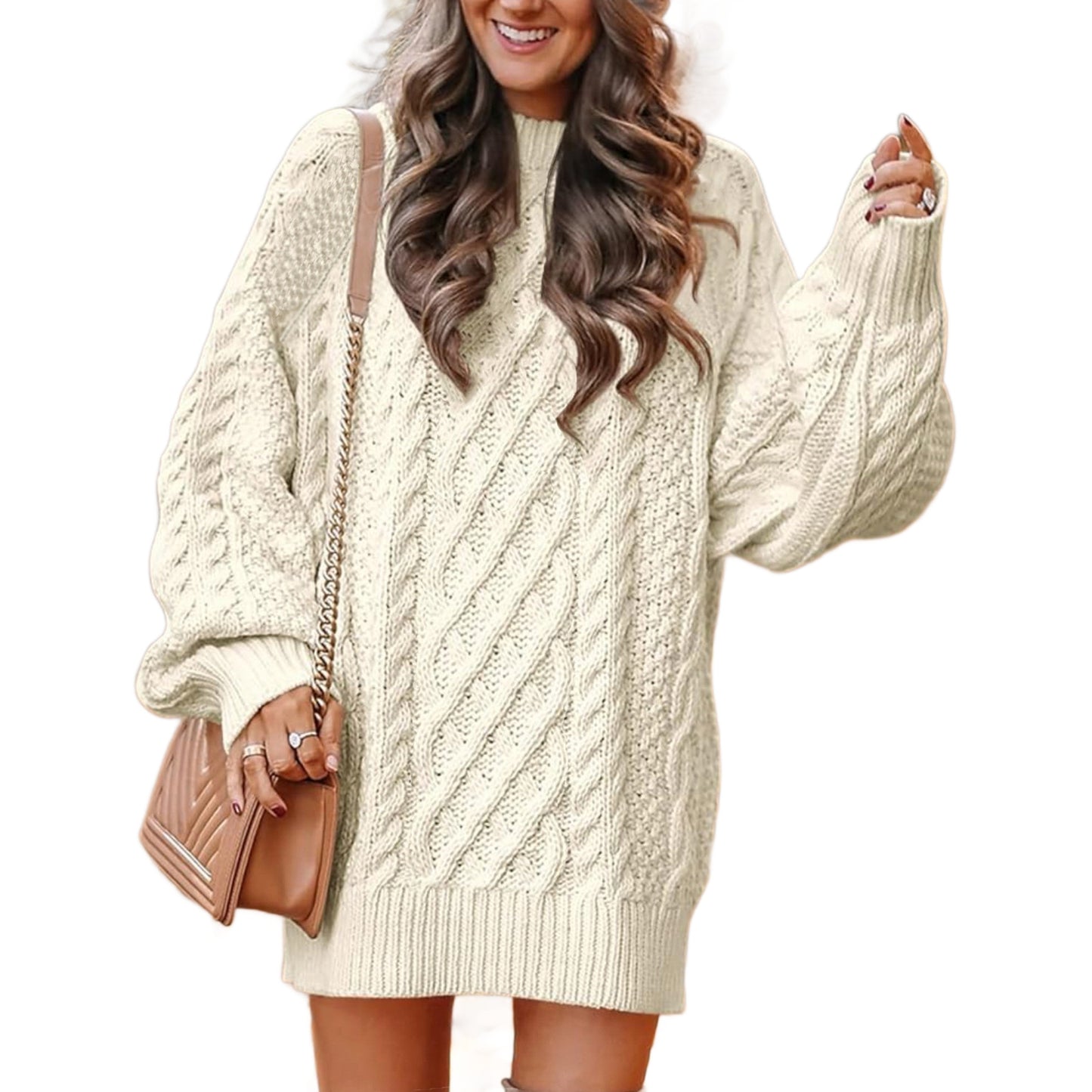 Dames Grand pull en tricot avec motif en torsades Chic und Stil