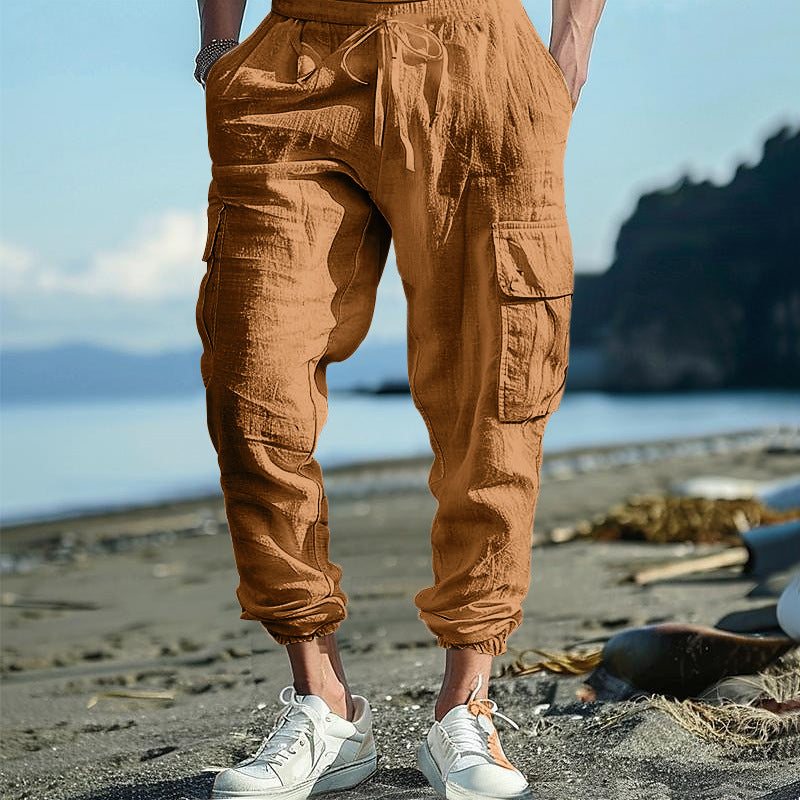 Pantalon cargo décontracté pour hommes avec ceinture élastique et poches pratiques Chic und Stil