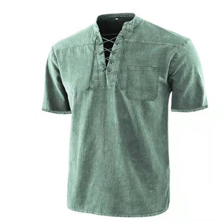 Chemise à manches courtes pour hommes avec un design moderne à lacets et une poche poitrine Chic und Stil