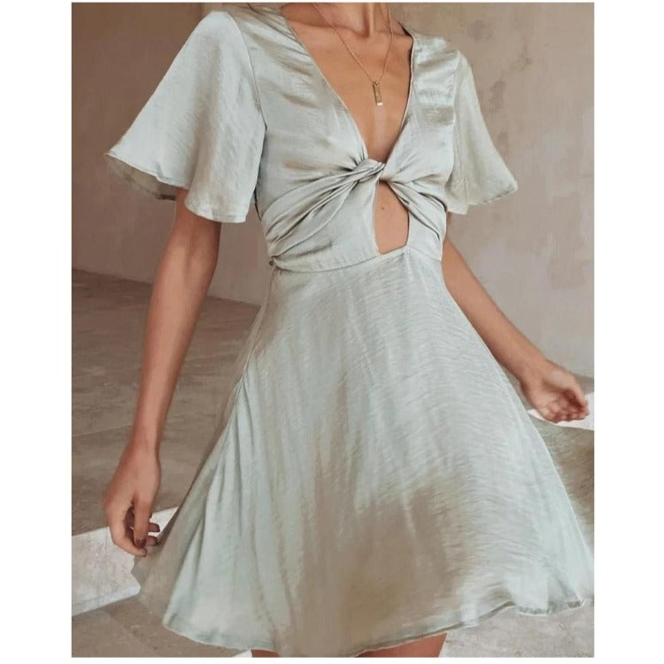 Robe Mini à Twist Slinky pour Femmes Chic und Stil