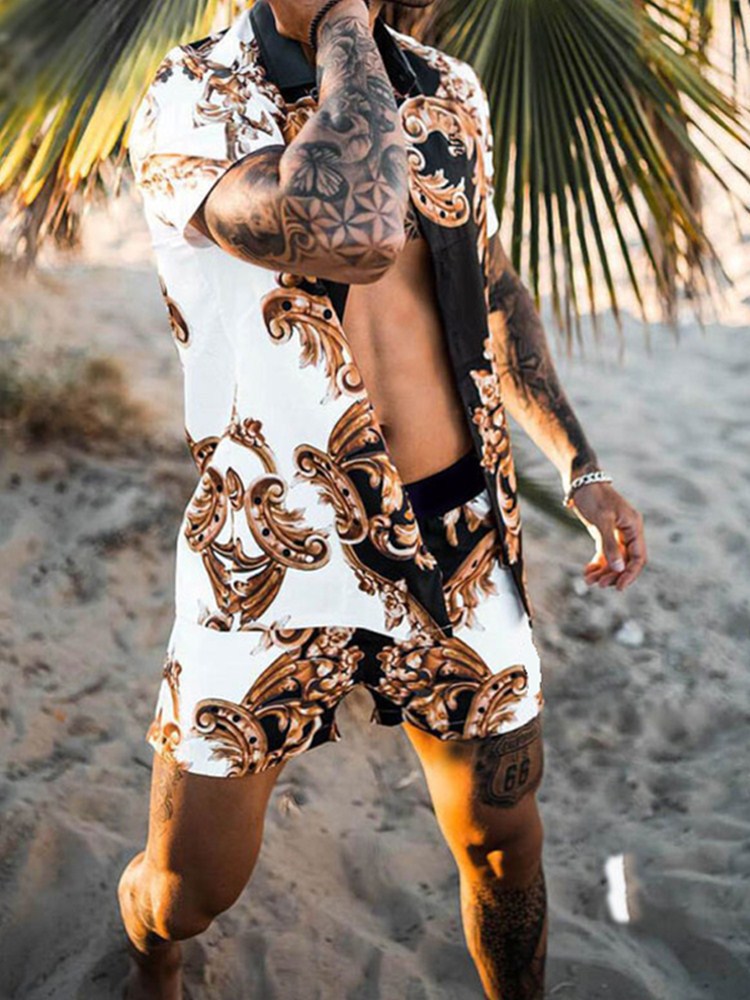 Hommes Ensemble élégant de t-shirt à manches courtes et shorts Chic und Stil