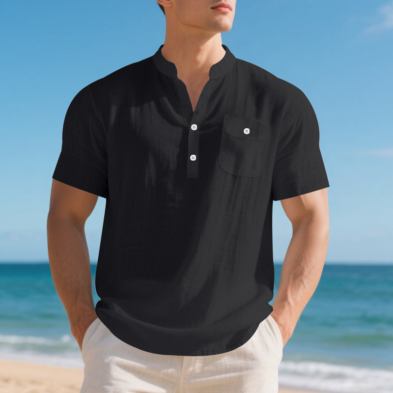 Chemise à manches courtes à la mode pour hommes avec boutonnière et poche poitrine Chic und Stil