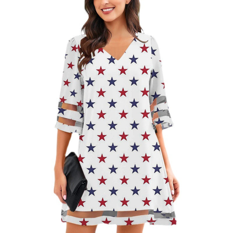 Robe shift à manches décolleté en motif léopard pour femmes Chic und Stil
