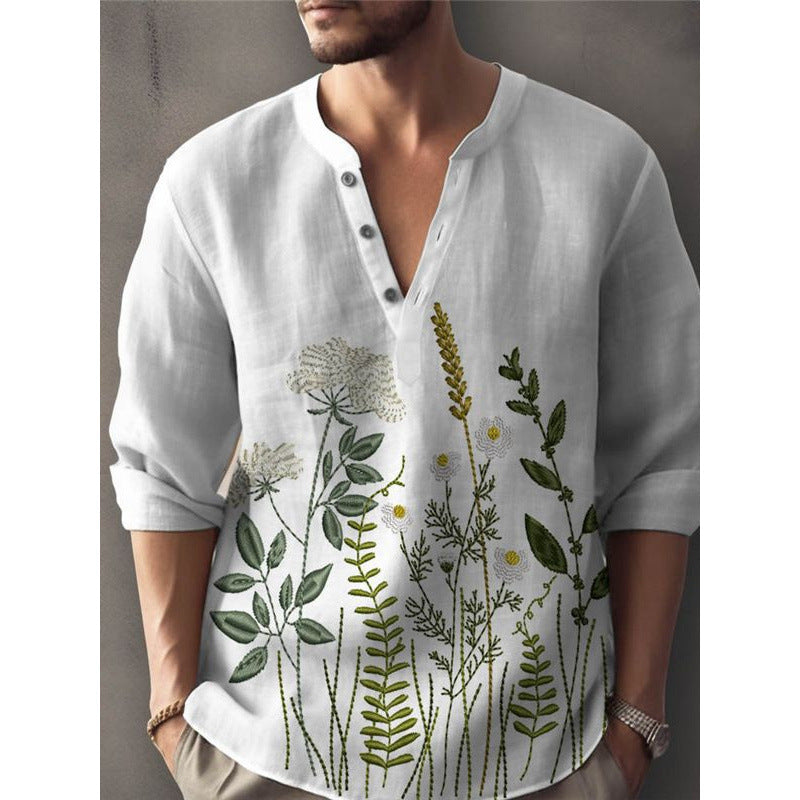 Chemise élégante pour hommes brodée de fleurs Chic und Stil