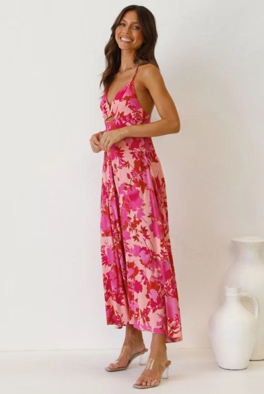 Robe midi A-ligne inspirée des fleurs Chic und Stil pour femmes