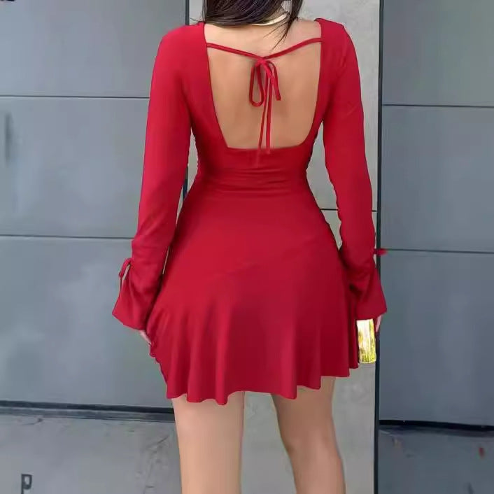 Robe portefeuille pour femmes avec manches longues et nœuds décoratifs Chic und Stil