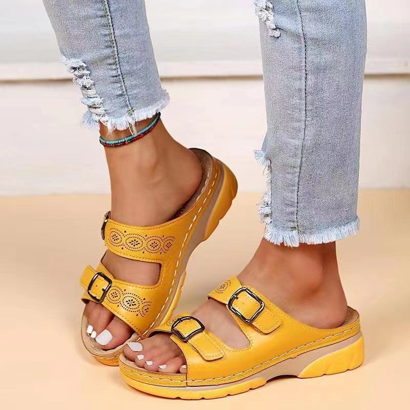 Sandales de santé confortables et élégantes pour femmes avec fermeture à double boucle Chic und Stil