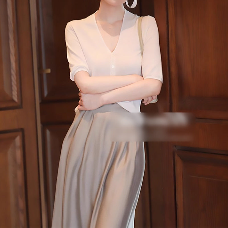 T-shirt en maille à manches courtes élégant pour femme Chic und Stil