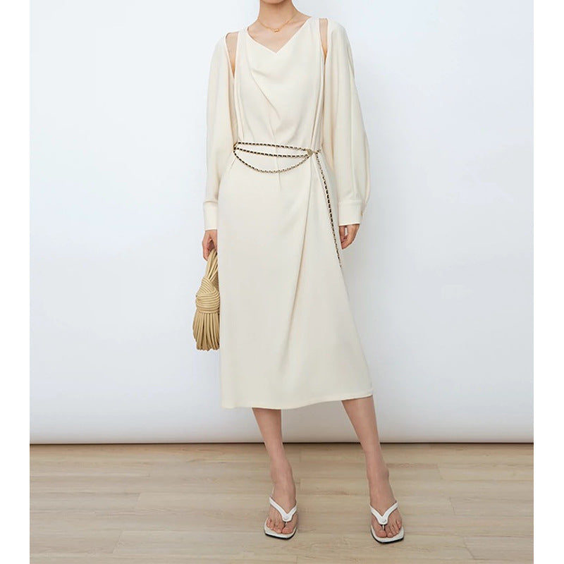 Robe midi élégante à manches longues pour femmes Chic und Stil