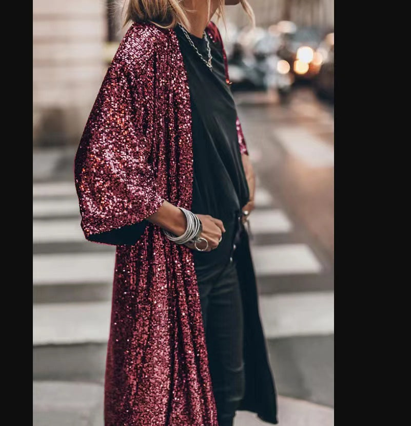 Ladies shimmering kimono with loose fit Chic and Style
