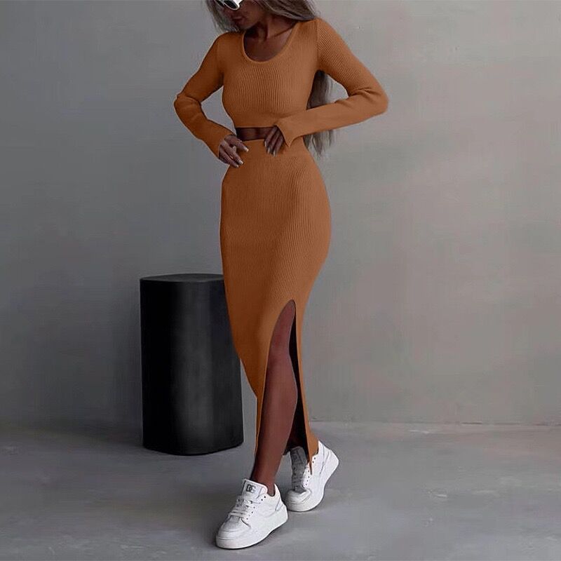 Robe en tricot tendance pour femmes avec fente latérale Chic und Stil