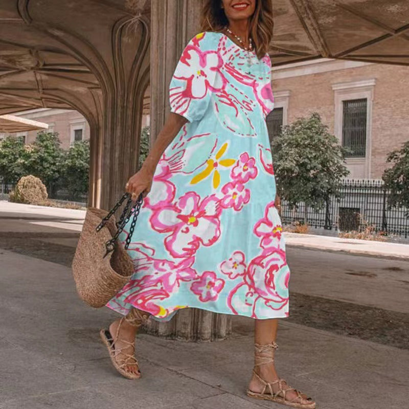 Robe maxi d'été à motifs floraux Chic und Stil pour femmes