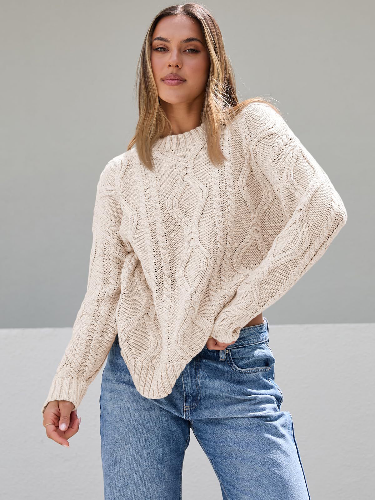 Pull en tricots épais pour femmes avec motif ondulé et coupe ample Chic und Stil