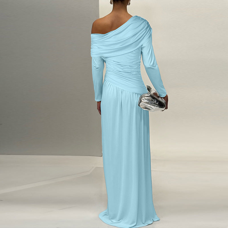 Robe maxi enveloppante élégante pour femmes à coupe asymétrique Chic und Stil