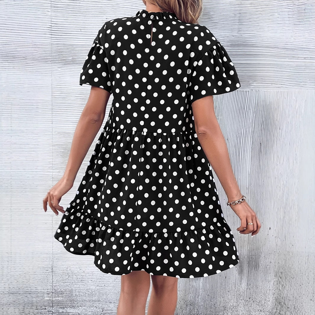 Robe mini à pois pour dames avec volants et fronces Chic und Stil