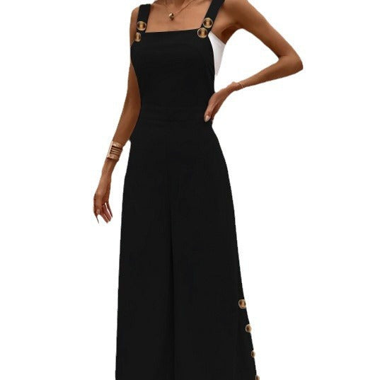 Combinaison pour femmes à la mode avec des détails de bouton élégants et des jambes larges Chic und Stil