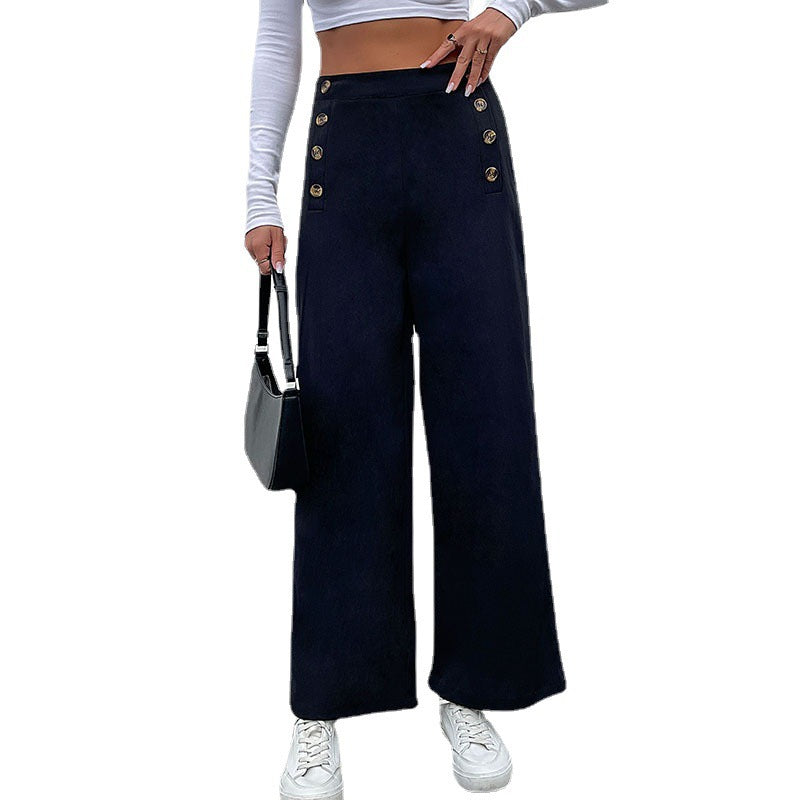Pantalons amples cintrés pour femmes avec détails en bouton Chic und Stil