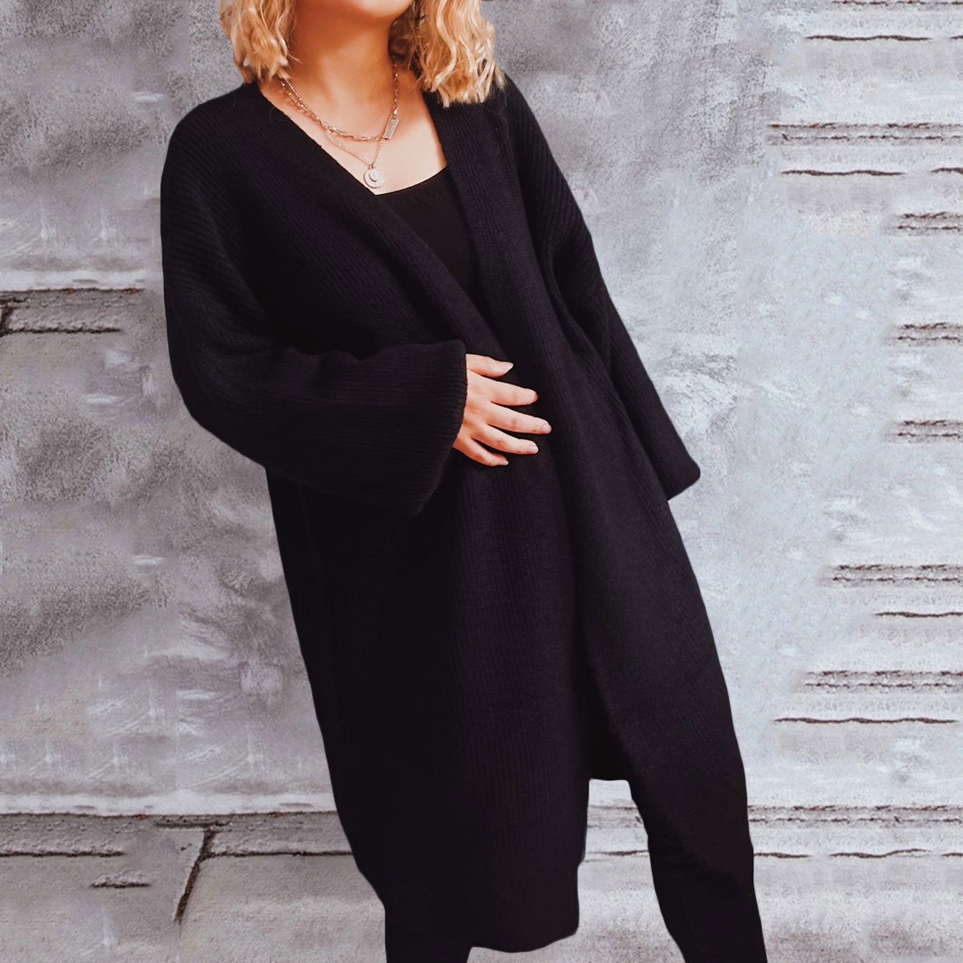 Cardigan en tricot décontracté pour femmes avec des manches oversized décontractées et une coupe ouverte Chic und Stil
