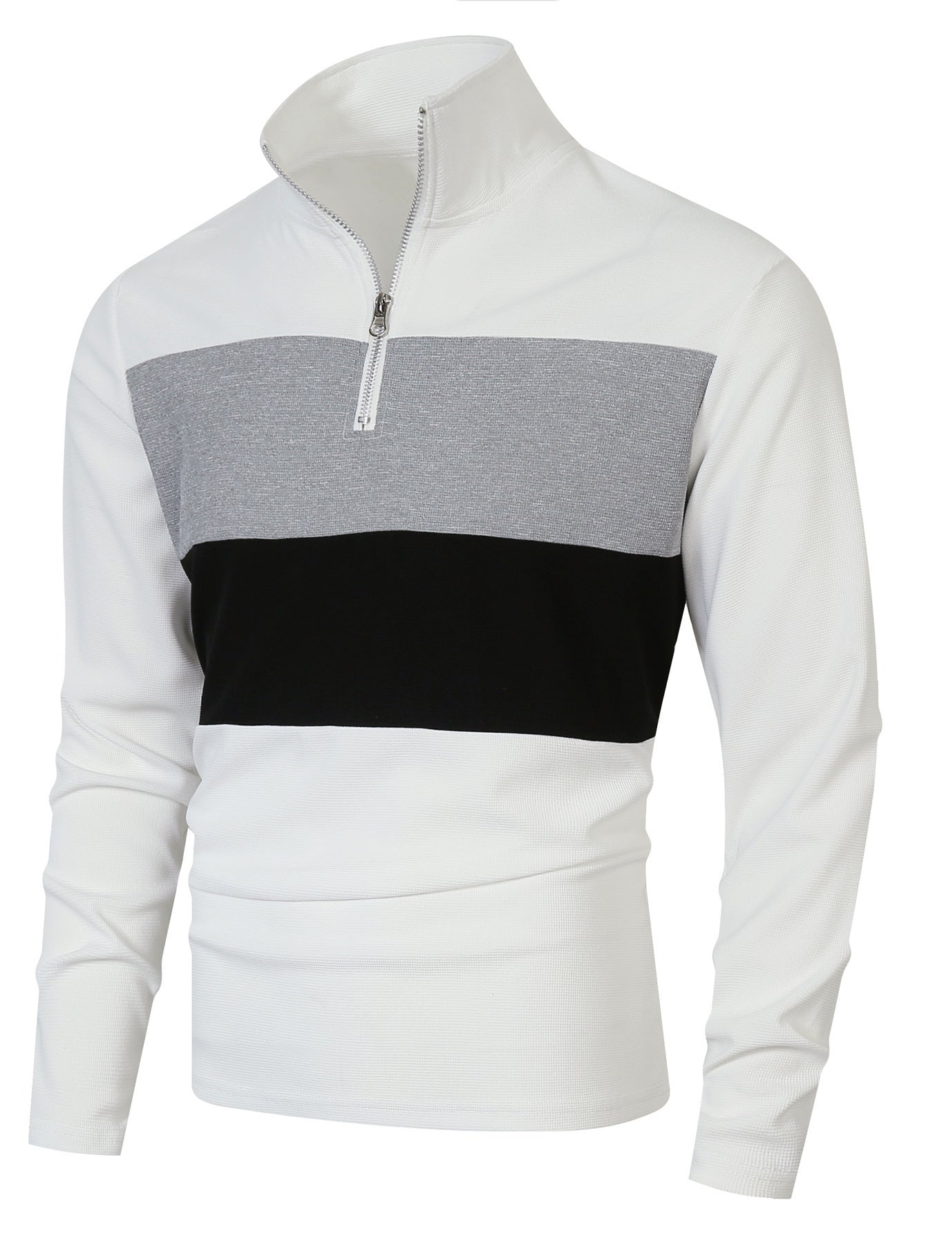 Pull à col montant tendance pour hommes avec fermeture éclair et design structuré Chic und Stil