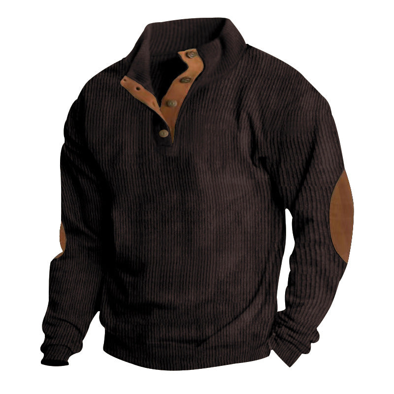 Pull en structure à vagues pour homme avec accents en cuir Chic und Stil