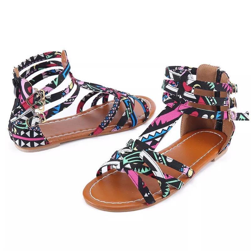 Sandales à brides pour femmes avec motif graphique et bride de cheville ajustable Chic und Stil