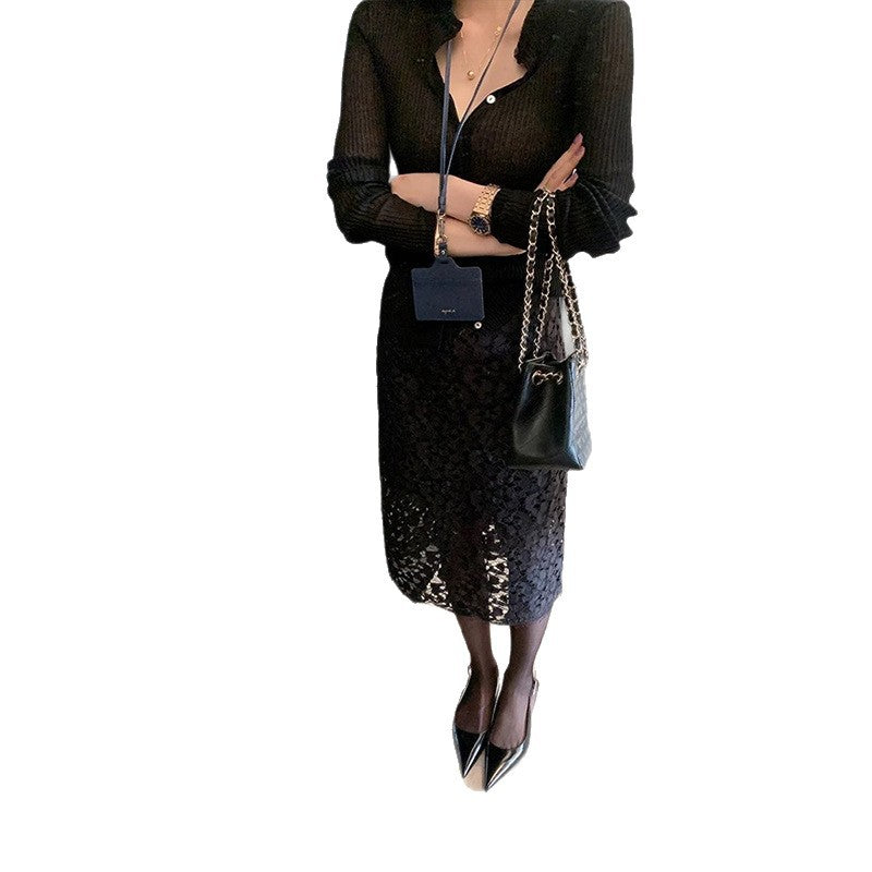 Robe midi en dentelle transparente pour femmes Chic und Stil
