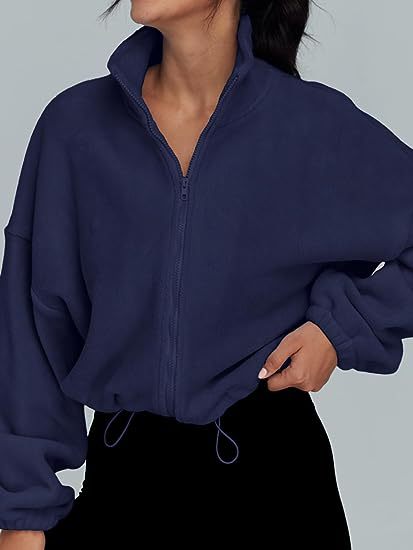 Pull-over en molleton décontracté pour femmes avec col haut et cordon de serrage Chic und Stil