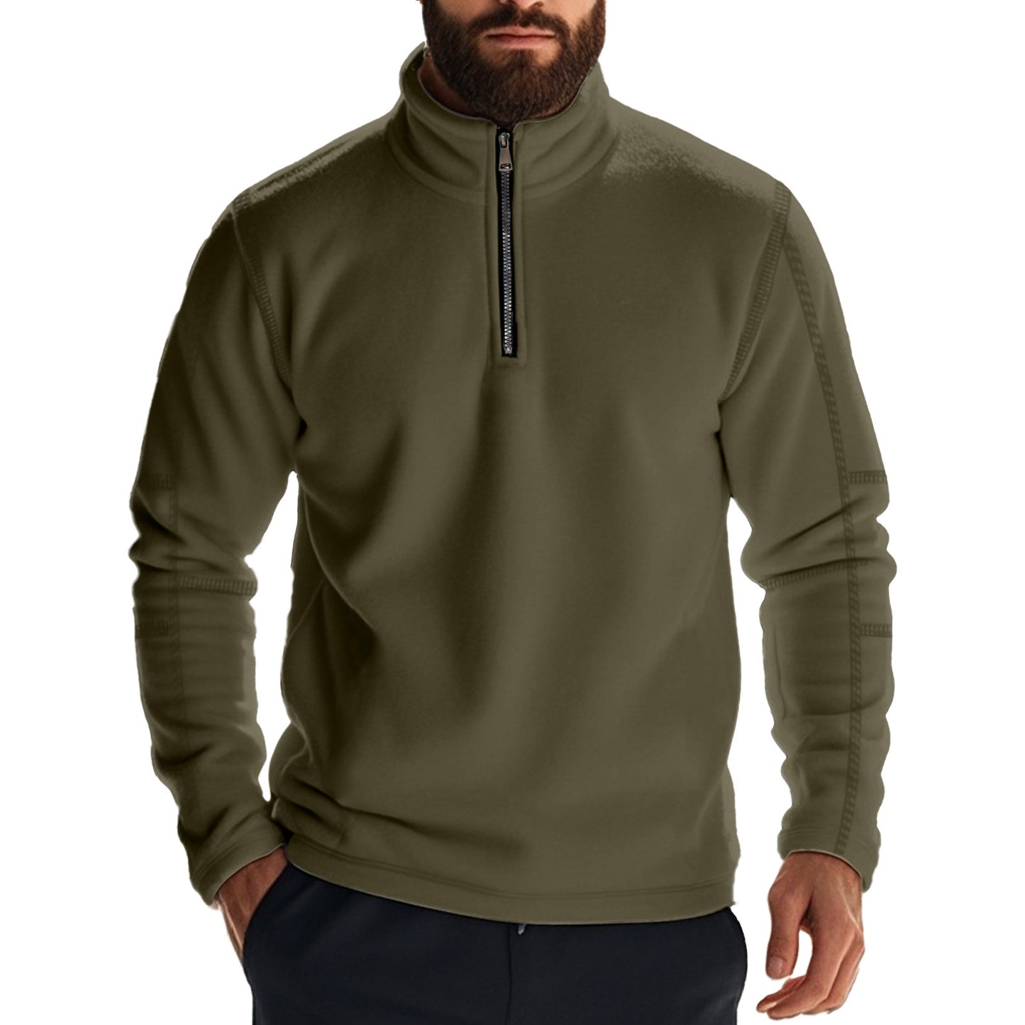 Pull en polaire pour hommes avec col montant et fermeture éclair Chic und Stil
