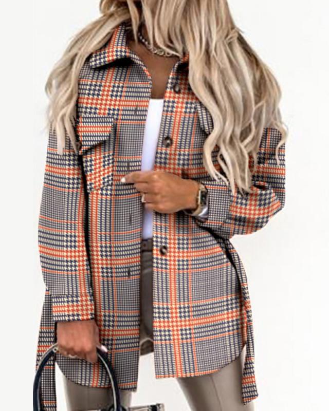 Blouse à manches longues à carreaux pour femmes Chic und Stil