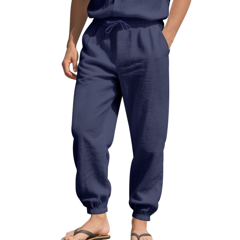Pantalons de loisirs en lin aérés pour femmes avec taille élastique Chic und Stil