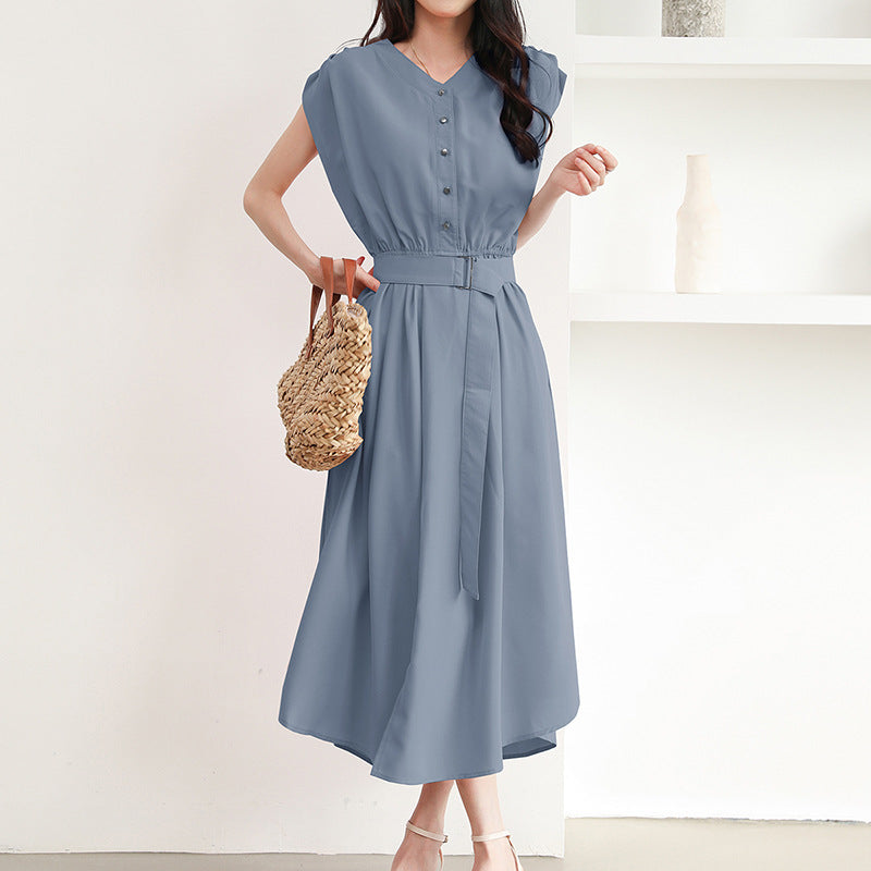 Robe midi femme avec patte de boutonnage et ceinture à la taille Chic und Stil