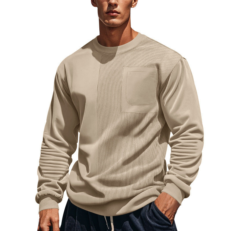 Hommes sweat-shirt décontracté avec design structuré et poche poitrine pratique Chic und Stil