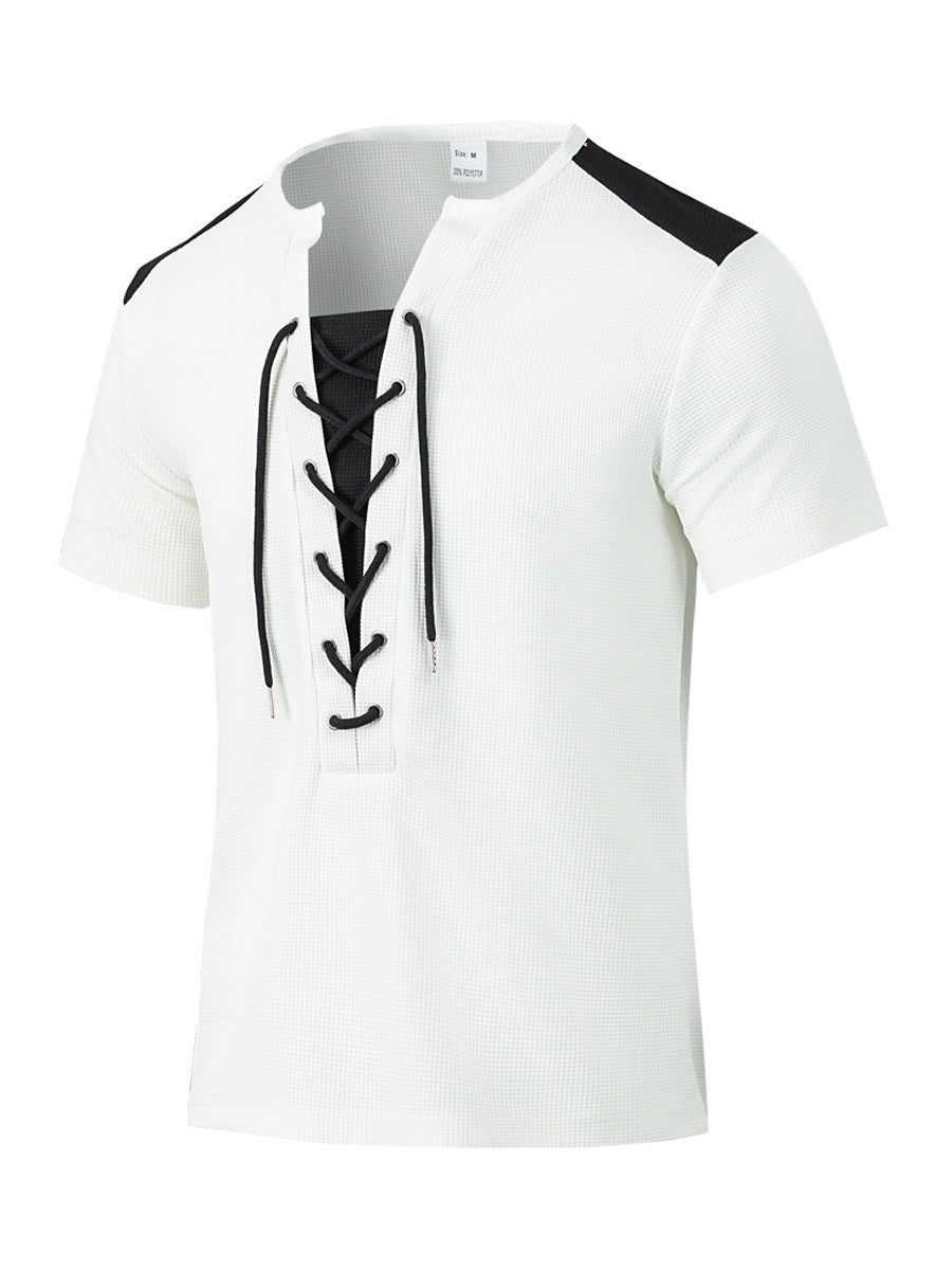 Chemise à manches courtes pour homme avec design sportif à lacets Chic und Stil