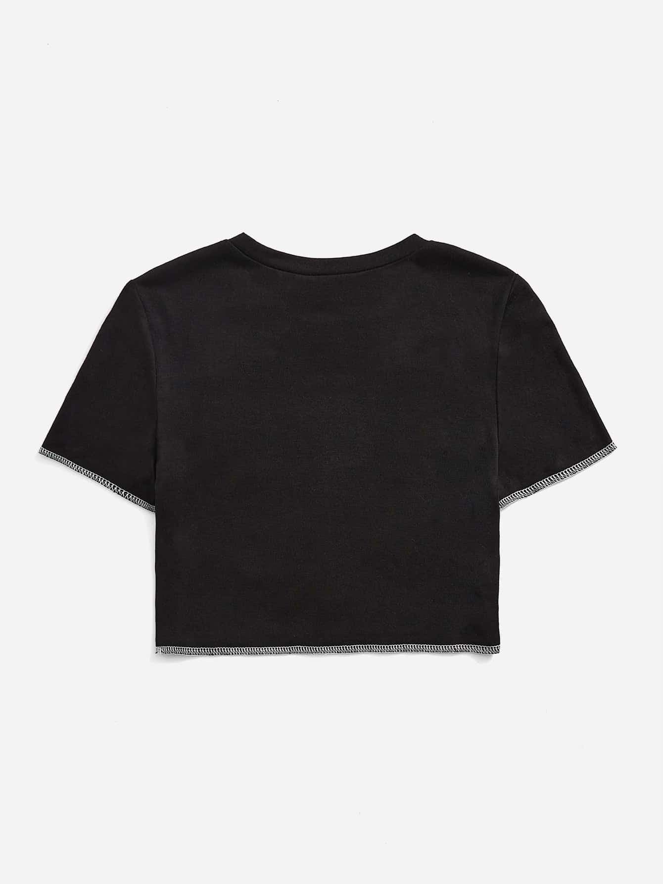 T-shirt pour femmes cropped avec impression graphique sportive Chic und Stil
