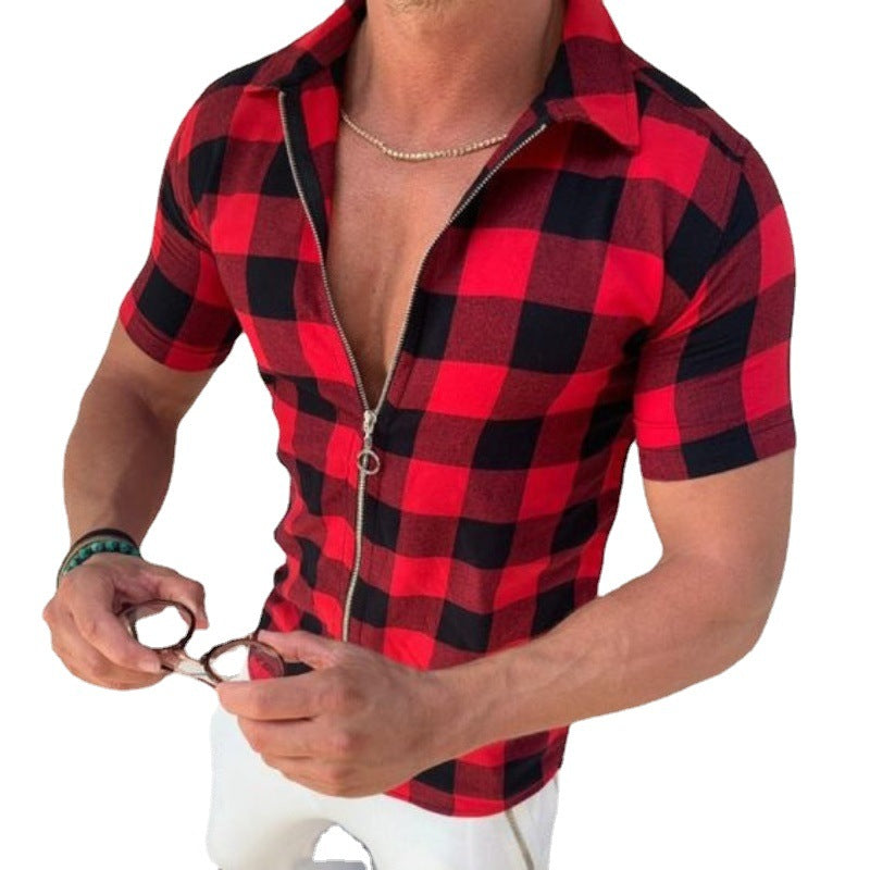 Chemise à manches courtes pour hommes avec fermeture éclair Chic und Stil