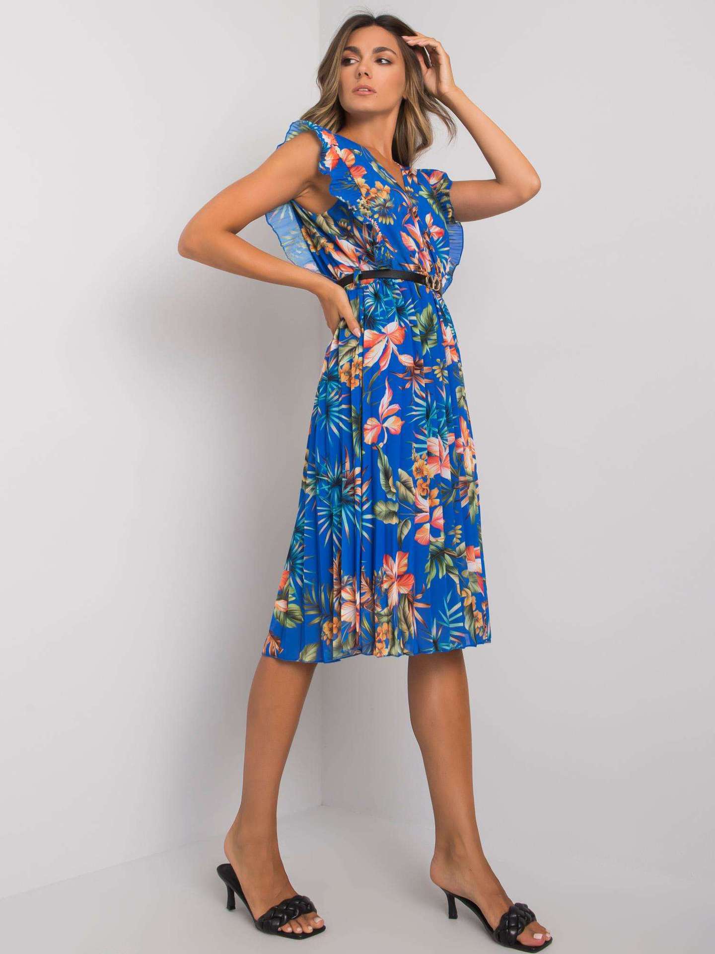 Robe midi à volants à motif floral pour dames Chic und Stil