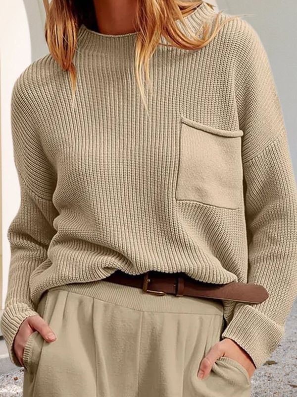 Pull-over en tricot pour femmes avec coupe ample et poche poitrine pratique Chic und Stil