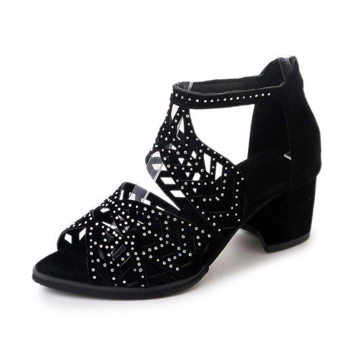Sandales pour femmes en strass glamour avec talon block Chic und Stil