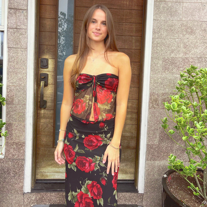 Robe maxi romantique à fleurs pour femmes Chic und Stil